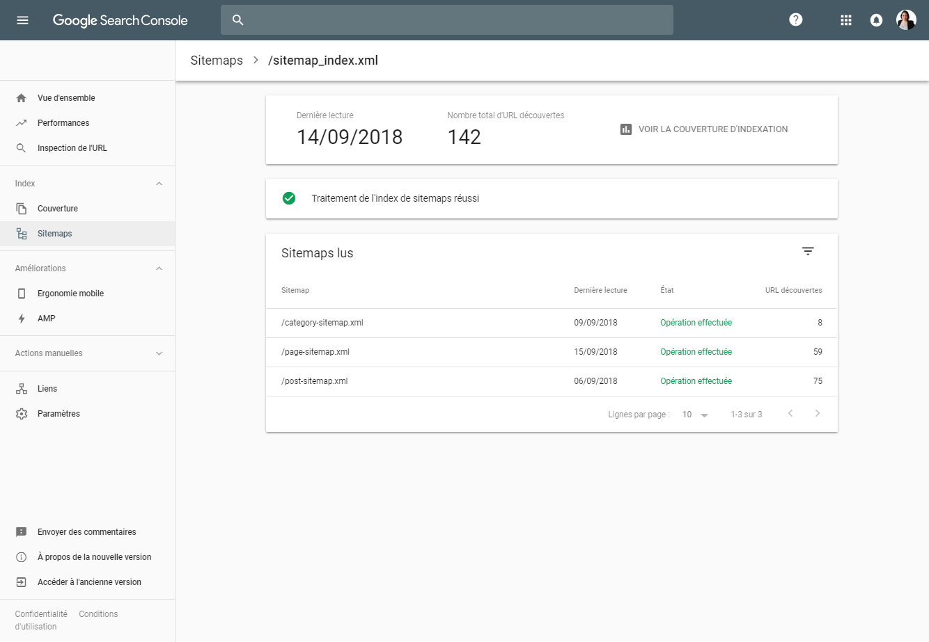 Google Search Console : Sitemaps