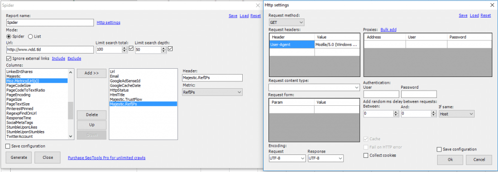 spider seo tools excel